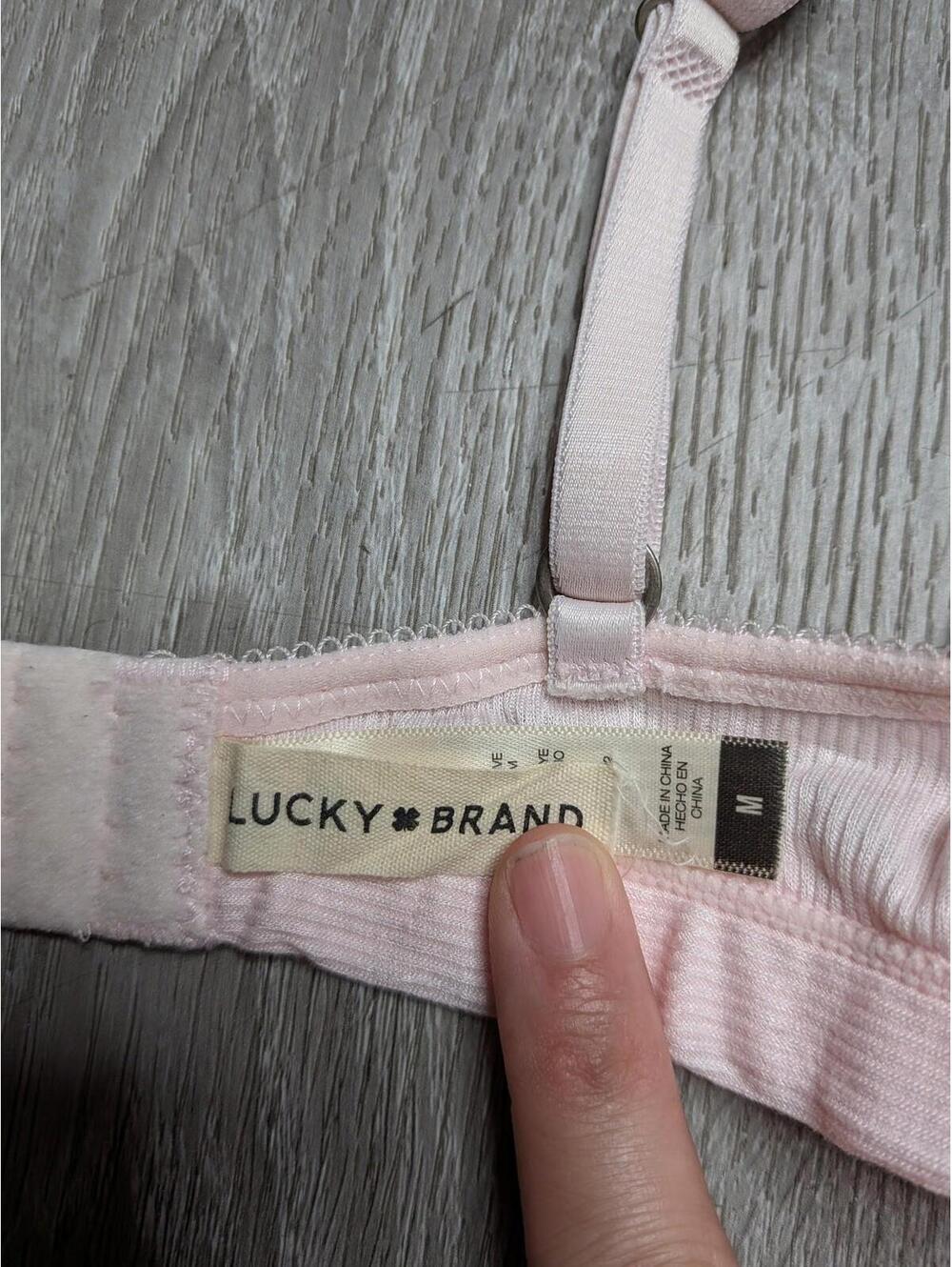 Lucky Brand Bralette Womens M Pink Soft Ribbed Wireless Adjustable Strap Bra - Picture 7 of 7